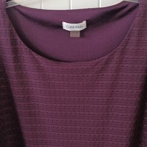 Calvin Klein Short Sleeve Textured Blouse Purple Size 3X
